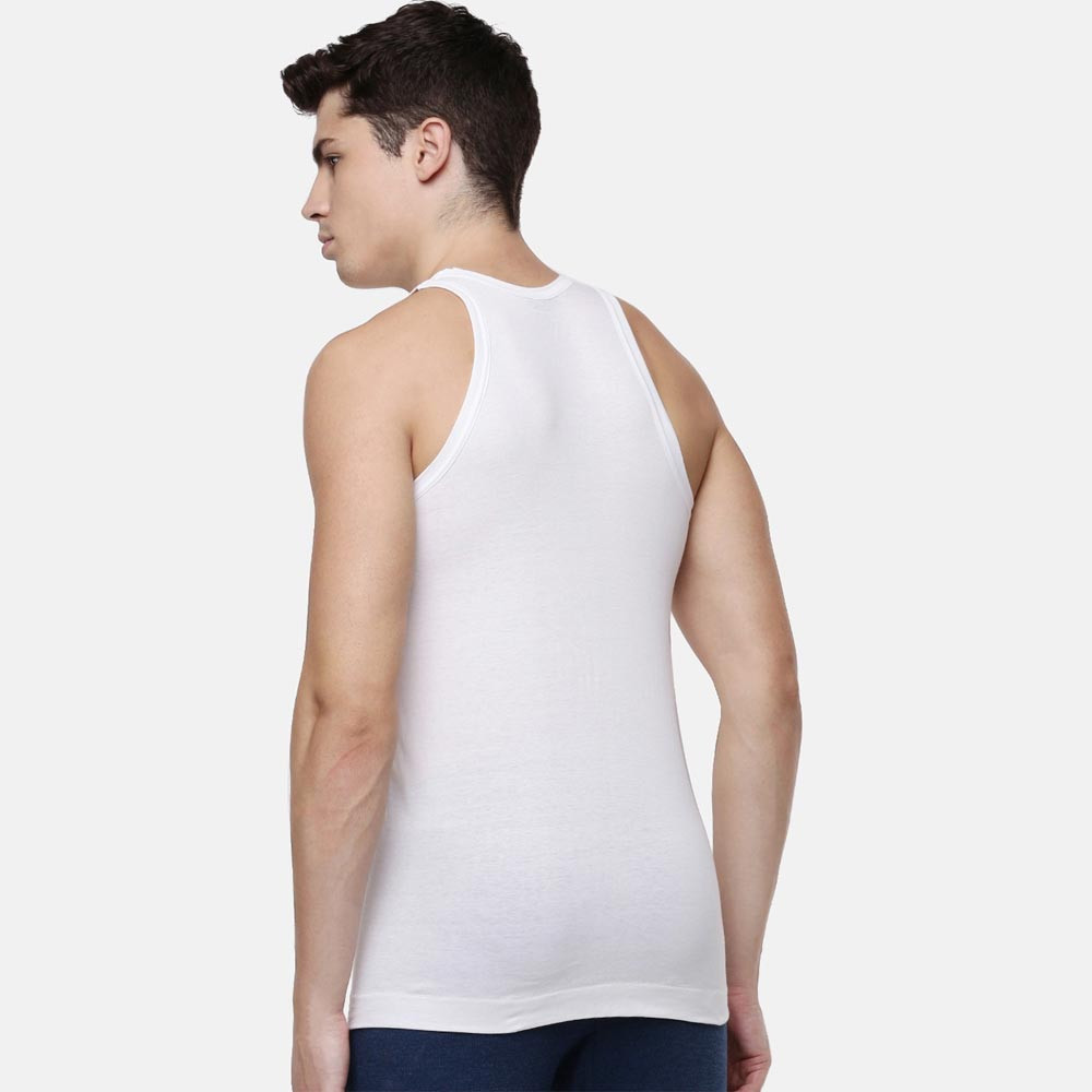 Men Pack Of 10 White Solid Innerwear Vests MLHVE-01-PO10